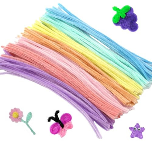 Quixotical 200 Stück Macaron Pfeifenreiniger Chenilledraht 30CM, Pfeifenreiniger Biegeplüsch Basteldraht, Flexible Chenille Stiele, für Kreative DIY-Projekte und Basteldeko