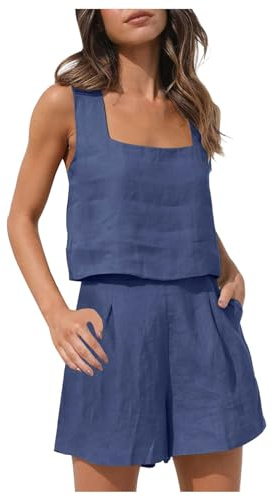 Completi da Donna in 2 Pezzi Set Coordinati Pantaloncini in Due Pezzi Crop Top Abbigliamento alla Moda Set Estivo Completi in Maglia
