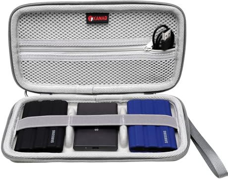 XANAD Tasche für Samsung Portable SSD T9 / T7 Shield / T7 / T7 Touch Externe 3-SSD Case Schutzhülle (Grau 3 SSD)