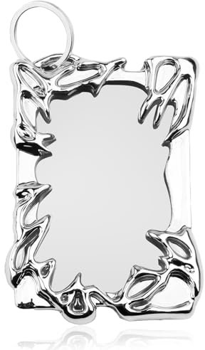 Cadre irrégulier en plastique galvanisé - Porte-badge，Porte Carte avec Porte Clé, Photocard Holder, Porte-Clés Détachable,pour Cartes de Visite, Photos, et Badges - Design Argenté Unique - 1 Pièce