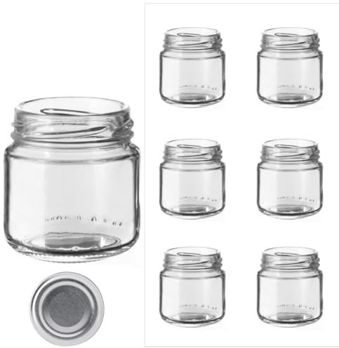 Firmadigaranzia srl Barattoli in vetro per marmellate e omogeneizzati da106 ml con tappo twist off 53mm 48pz - Vasetti vuoti in vetro da 106ml per marmellate, conserve, cinfetture e bomboniere