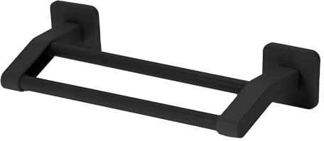 CAPASTEC Porta Asciugamani Autoadesivo 2 Barre Nero 1 Pc Per Bagno Cucina