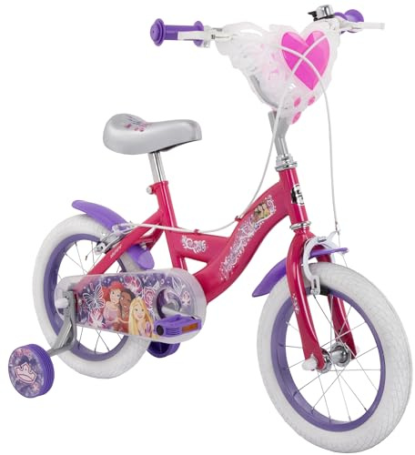 Huffy Disney principessa 14 pollici bicicletta da ragazza rosa per età 4-6 ft Rupunzel, Cenerentola e altro ancora