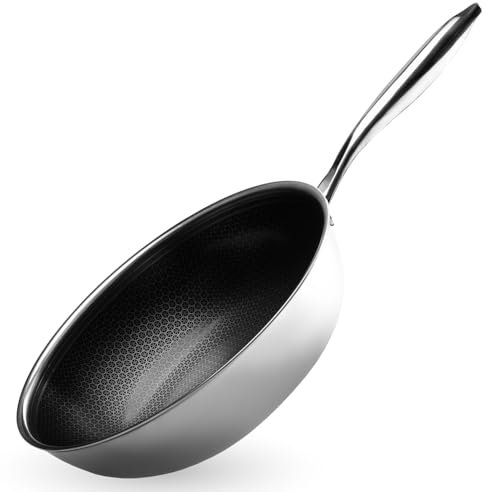 Onyx Cookware Wokpfanne 30 cm | Beschichtete Pfanne Induktion | Bratpfanne für alle Herdarten | Kratzfeste Antihaft-Oberfläche | 3-Schicht Edelstahl/Aluminium, Ofenfest bis 260°C, PFAS-frei Wok Pfanne