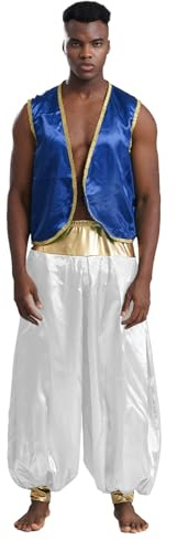 Oyolan Arabisk prinsdräkt för män, arabisk kung, haremsbyxor och ärmlös väst, cosplay, karneval, halloween, fest, outfit