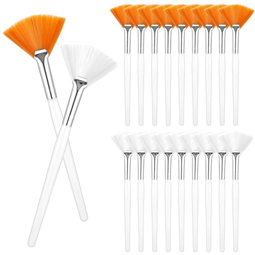 Classicseali 18 Stück Fächerpinsel Acryl, Weiche Maskenpinsel, Pinsel für Gesichtsmaske, Maskenpinsel Kosmetik für Schlammcreme,Toncreme,Grundierung,Lidschatten,Malen