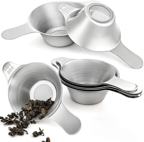 WUWEOT 6 Pcs Different Size Tea Infuser, 304 Stainless Steel Mini Fine Mesh Strainer, Coffee Filter with Double Handles for Hanging on Teapots, Mugs, Cups to Steep Loose Leaf Tea and Coffee