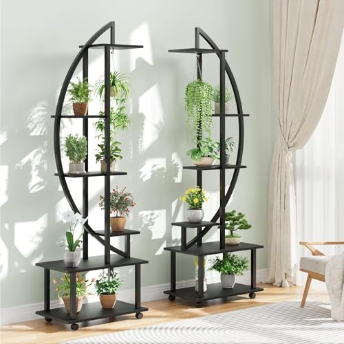 Garvee Lot de 2Pcs Support de Plante en Métal à 6 Niveaux