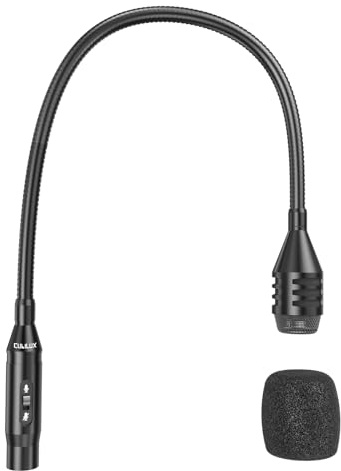 Cubilux Microfono XLR a collo di cigno 48,5 cm, dinamico, cardioide, girevole a 360°, pulsante muto, spina XLR a 3 pin, per conferenze e presentazioni
