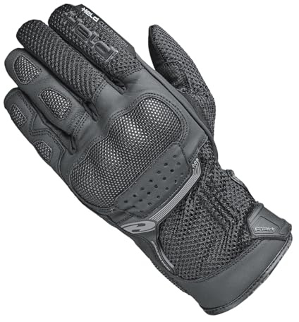 Held Desert II Motorradhandschuhe Damen, Leicht belüftete Sommer Lederhandschuhe mit luftigem Netzgewebe - Touchscreen fähige Mopedhandschuhe, CE Zertifiziert, Level 1KP - Schwarz, Größe 8