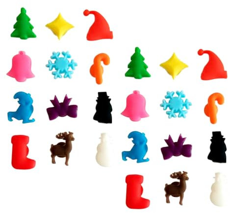 Toyvian Pezzi Segnabicchieri Vino Calice in Silicone Marcatore Natale Segna Bicchieri Segnaposto Bicchieri Decorazione della Tavola di Natale