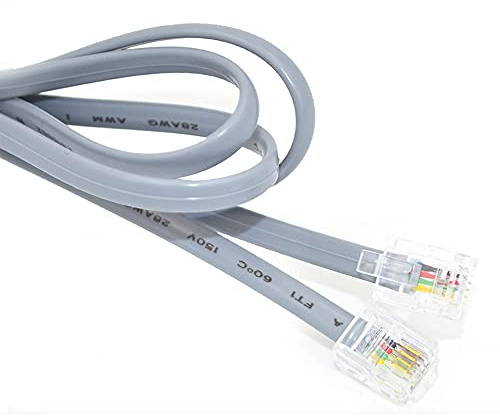 NEORTX RJ11 to RJ11 Cable 5ft, 1.5 Meters Phone Cord Telephone Line Extension Cord Cable Wire Male to Male RJ11 6P4C Modular Plug for Landline Telephone Fax Machine (Grey)