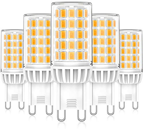 Eco.Luma G9 LED Lampen, 6W 550LM Warmweiß 2700K Leuchtmittel Glühbirnen, Ersatz für 50W 60W Halogenlampen, Kein Flackern 360°Abstrahlwinkel LED G9 Mais Birne, Nicht Dimmbar AC 220-240V, 5er Pack