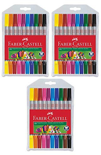 3x MPD Faber-Castell Doppelfasermaler, 10er Etui
