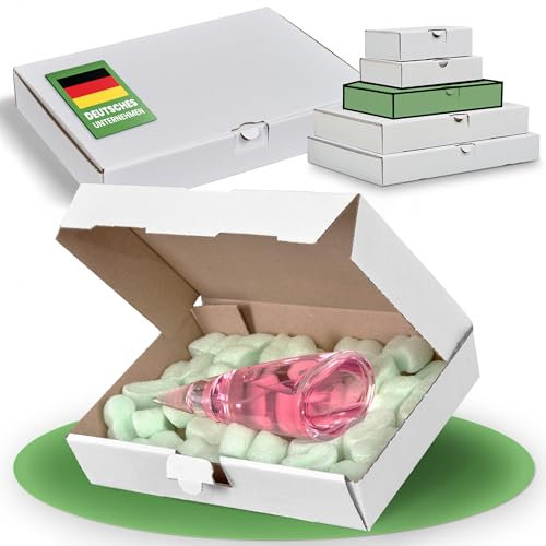 smiley pack 50 Maxibriefkartons 240 x 160 x 45 mm weiß (50 Stück) DIN A5 Maxibrief Versandkarton für DHL DPD GLS Hermes Warensendung Büchersendung mit Steckverschluss