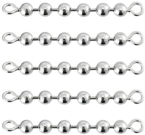 Dr.Fish 20 Pack Fishing Bead Chain Swivels Stainless Steel High Speed Trolling Swivels Fishing Tackle Rig Fishing Gear Freshwater Saltwater Salmon Walleye 6 Beads