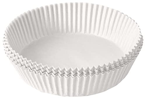 100 PZ Carta Pergamena Fodera per Friggitrice ad Aria, Fodera di Carta usa e Getta per Friggitrice ad aria,Carta da Forno per Padelle, Forno e Friggitrice ad Aria Calda (Bianco)