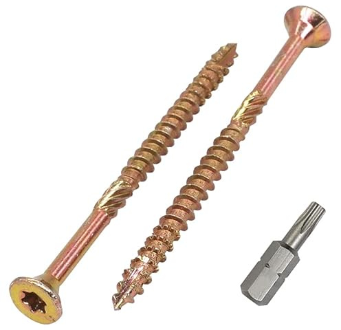 SKIR'CO Paquete de 100 tornillos universales de acero chapado en zinc de 4,0 x 60 mm, cabeza avellanada, cabeza torx, tipo 17, tornillos de aglomerado (100, 4 x 60 mm)