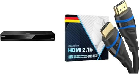 Panasonic DP-UB824EGK UHD Blu-ray-spelare HDMI & KabelDirekt – 8K HDMI 2.1 certifierad, 2m, Ultra High Speed, designad i Tyskland (8K@60Hz, blå/svart)