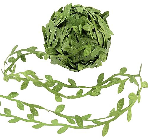 Glarks Ruban de 40 m de long - Vert - Feuilles de vigne artificielles - Guirlande de feuilles de vigne - Fausses feuilles de vigne sauvage - Pour décoration de jungle, mariage, maison, jardin - 40 m
