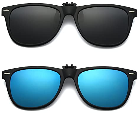 Long Keeper Clip para Gafas de Sol Polarizadas Antirreflejo - Clip on Flip Up para Hombre y Mujer - Compatible con Gafas Graduadas