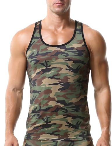 Men's Camouflage Vest Sleeveless Tops Workout Tank Tops Shirts Fitness Undershirt Muscle Vest