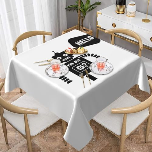 Cykazhst Black Robot Square Tablecloth, Wipe Clean Tablecloths Waterproof Polyester Table Cover For Home Dinning Kitchen Party Outdoor Picnic 54X54