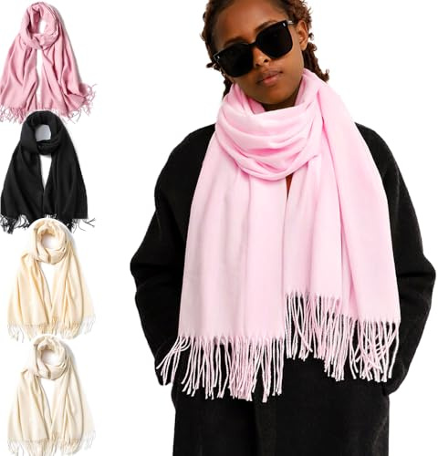 KOMUNJ Scarves for Women, Shawl Wrap Wedding Party Blanket Girls Large Soft Scarves, Womens Cashmere Scarf, Shawl and Wraps Large Scarf (Pink)