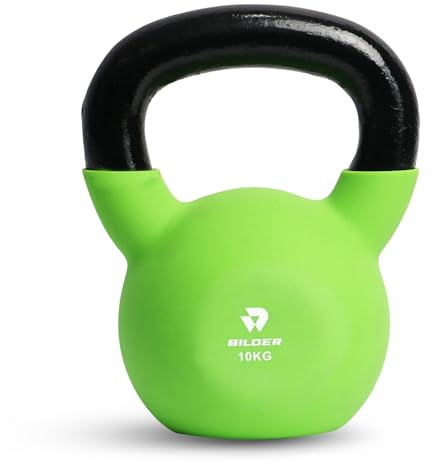 BILDER -Kettlebell 10 kg avec poignée ergonomique et antidérapante, poids en fonte avec revêtement en néoprène, idéal pour l'exercice et l'entraînement force cardio et fonctionnel, outils de gym à