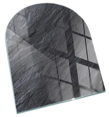 Funkenschutzplatte für Kamin 80x70 cm Dekorative Glasbodenplatte Glasboden Hitzeschutz Halbrund Schutzplatte Hartglas Elegantes Design Stilvollem Motiv - Textur der Steinoberfläche