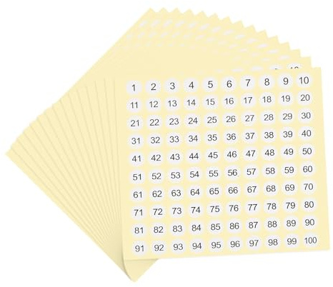 PATIKIL 15 Feuilles 1-100 Chiffre Autocollant Numero Adhesifs Etiquettes, 10 mm, Étiquettes rondes, etiquette numérotée pour Classification de Stockage d'Inventaire