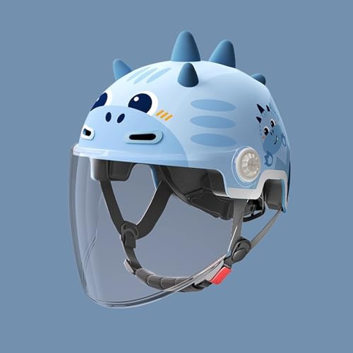 QJWMatic Casco da Moto retrò per Bambini, Mezzo Casco Aperto Leggero per Scooter Elettrico con Visiera Parasole Omologato ECE per Bambina E Ragazzo J,46-54CM