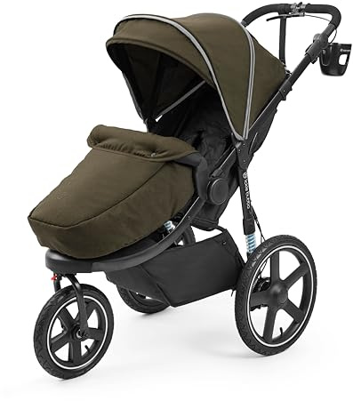 Ickle Bubba Venus Jogger Pro Max Stroller (Woodland) – All-Terrain 3-Wheel Pushchair from Birth to 22kg, Waterproof Hood & Footwarmer, Adjustable Handle, Cup Holder & Self-Locking Fold