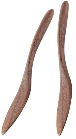 Garneck Spatule à Beurre En Bois Noyer 15x2 Cm, Racloir à Beurre Ménager Résistant à L'usure, Étaleur De Confiture Pratique Cuisine, Lot De 2 Pièces, Accessoire Pour Tartinage Quotidien