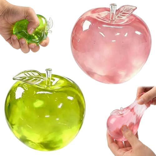 Ywikfag Apple Ball, 2Pcs Apple, Fruit Squishie for Work Desk and Travel, Green and Pink Set of Two