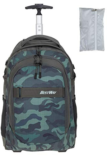 Trolley Schulrucksack Schultrolley 2 Teile Set Bestway Packer Evo inklusive Regenhülle 40244 (Camo (grau) 2613)