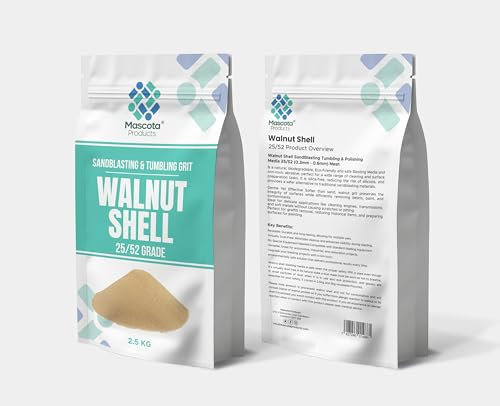 Granos de granallado de granalla de nogal para gabinete, vaso, pulidora, 03-06 mm 25/52Mesh 2,5 kg