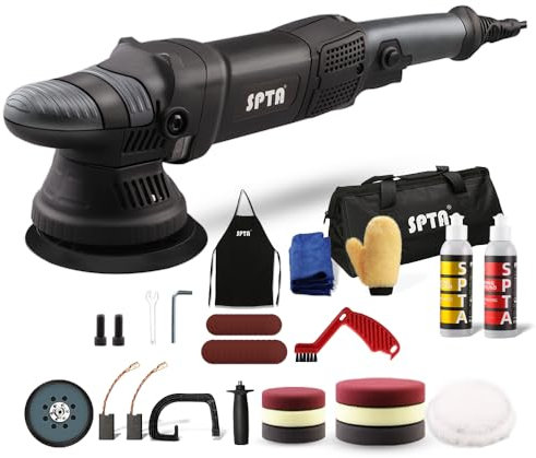SPTA 5-Inch 780W Dual Action Auto Polisher - 15mm Orbit DA Car Polisher With 120ML Abrasive, Waxing Pads Set for Home DIY