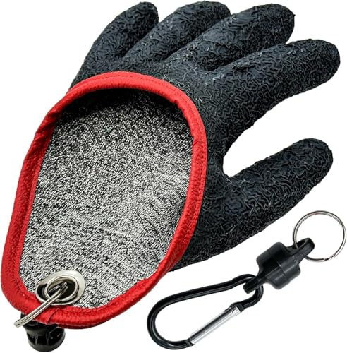 KRAKEN FISHING Raubfischhandschuh mit Magnetverschluss, Universalgröße, zum Schutz vor Bissen und zum sicheren Umgehen von Hecht, Wüste, Zander, Schwarz