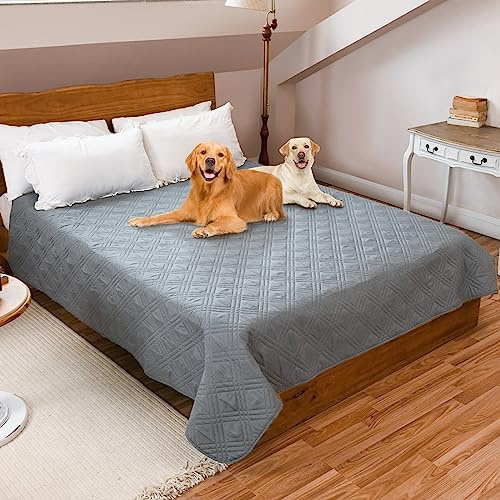Waterproof Dog Bed Covers for Couch Protection, Water-Resistant Anti-Slip Soft Dog Pet Blanket, for Furniture Bed Couch Sofa (137x208cm,Grey)