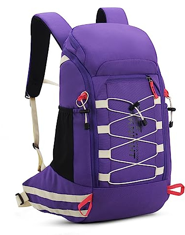 Bseash Sac à dos de randonnée léger et imperméable de 40 l avec housse de pluie, sac à dos de voyage pour le camping, l'escalade, le ski, violet, 40L, Sacs à dos de jour