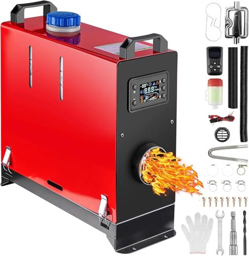Redriver Calentador Diesel 8KW 12V/24V, 0.1-0.25 L/h para Coche Furgoneta Camper, con Mando a Distancia, Calefacción Rápida 10 Min, Bajo Consumo y Silencioso, Antihielo (Todo en uno 8kW)