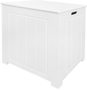 Saxony® Bathroom Storage Unit Slimline Toilet Cabinet Laundry Tidy Box Wooden Small Slim Furniture Toilet Roll Storage White Crisp Finish Cupboard Floor Standing Cabinets White laundry basket