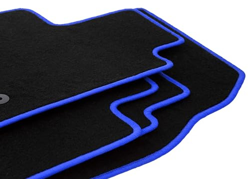Alfombra Coche, Alfombra de Coche, Wielganizator Juego de 4 Alfombrillas de Terciopelo Negro y Azul Aptas para: Chevrolet Matiz (2004 – 2009) Hatchback, 4 Piezas, Ajuste