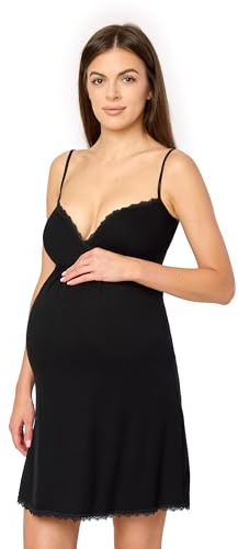 Merry Style Moderskap Damunderkläder Nattlinne Sommar Moderskap Sommar Elastisk Lättviktig Andningsaktiv Underkjol Dam Viskos MS10-466, Svart, XL