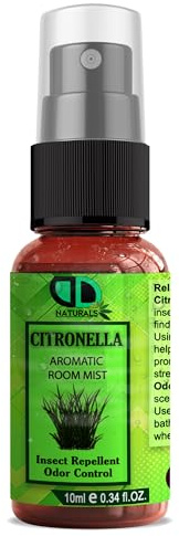 DD Teck Citronella Room Spray – Natural Insect Repellent – Pure Plant-Based Formula– Air Freshener For Home, Home, Car & Office,Garden, Camping, Pets & Kids – Long-Lasting Fresh Aroma10ml