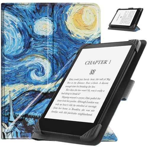 HGWALP Universal Hülle für 6.8 Zoll 7 Zoll eReaders, Slim PU Folio Hülle Cover mit Ständer kompatibel mit 6.8 Zoll 7 Zoll Kindle Paperwhite/Kobo/Voyaga/Lenovo/Sony E-Readers-Starry Sky