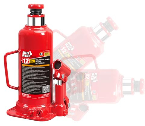 Big RED Welded Car Bottle Jack with Vertical and Horizontal Usage: Capacity 12 Ton (24,000 LBs), Red