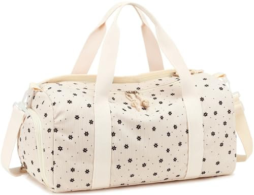 Sporttasche für Damen, Mädchen, Workout, Reisen, Wochenendtasche, mit Schuhfach und Nassfach, Corduroy Floral 172, L, Reisetasche