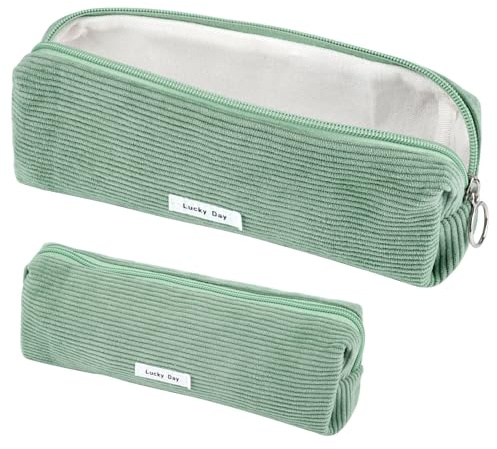 Federmäppchen, Mäppchen Cord-Stoff, Schlamppermäppchen Damen, Federmäppchen Mädchen, Federtasche Stiftetasche Stiftemappe, Pencil Case, Cord Federtasche für Mädchen Teenager Schule, Büro (Grün)